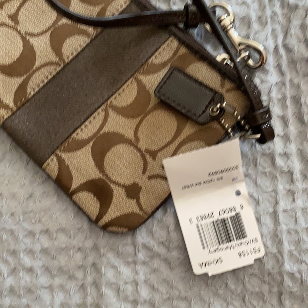 NWT Coach Signature C Stripe Khaki Jacquard Mahogany - Picture 4 of 4